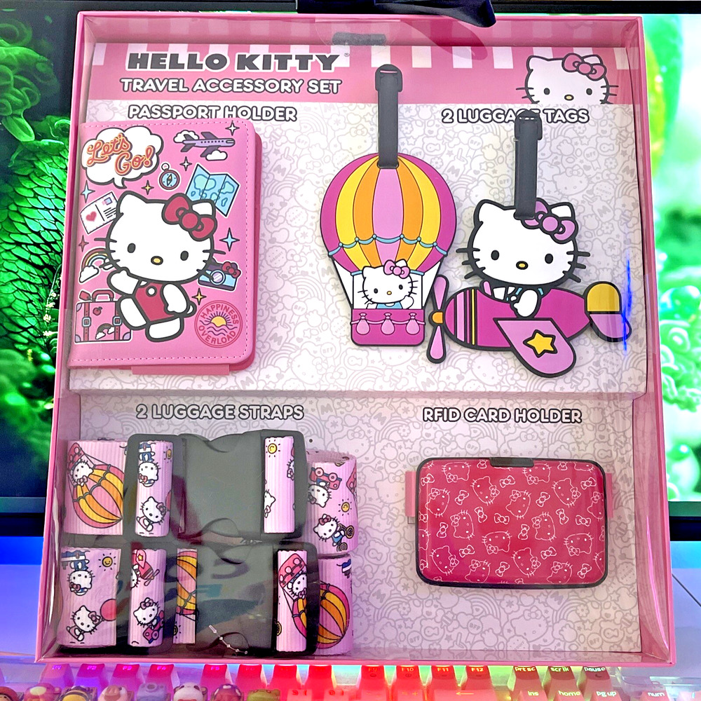 Hello Kitty Travel Set Passport Luggage Tags ID RFID Holder Straps 2023 Sanrio
